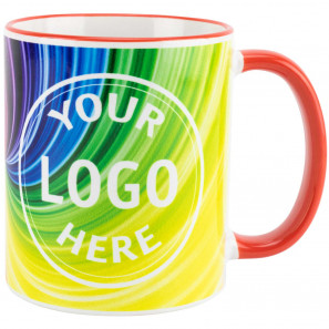 Cană personalizată cu mâner și margine colorată