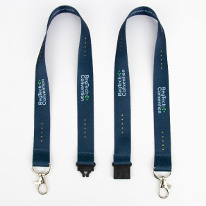 Lanyard ECO imprimat cu două carabine și inchidere de siguranță