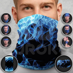 Eșarfă multifuncțională albastră - Flăcări 