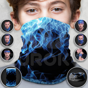 Eșarfă multifuncțională albastră pentru copii - Flacără