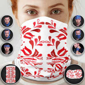 Eșarfă multifuncțională cu flori roșii