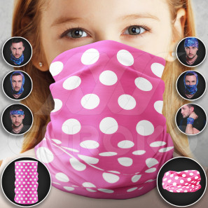 Eșarfă multifuncțională roz cu buline pentru copii