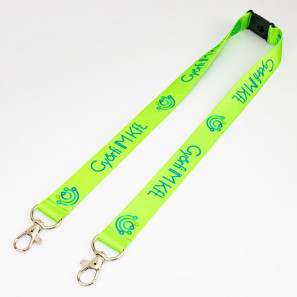 Lanyard FLUO cu două carabine și închidere de siguranță
